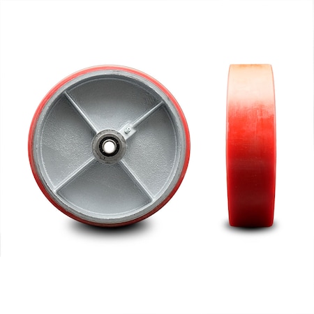 Service Caster SCC-8" Red Poly on Cast Iron Wheel Only w/Ball Bearing-1/2" Bore-1400 lbs Cpty SCC-PUB820-RS